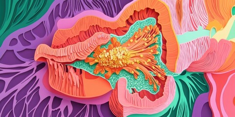 The reproductive structure of a plant, featuring reproductive organs like stamens and carpels, usually encased in vibrant petals and supported by green sepals