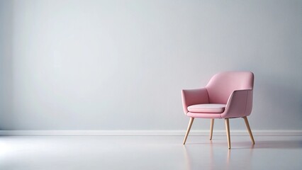 Minimalist modern pink chair against white background