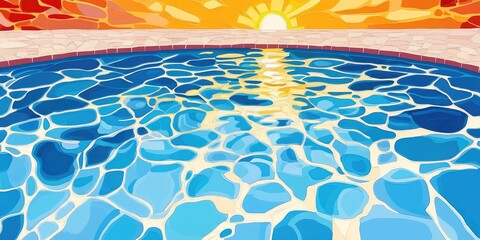 Obraz premium Clear water with ripples and patterns on a swimming pool surface, reflecting sunlight, Rippling clear water patterns on a sunlit swimming pool surface