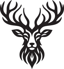 Reindeer head silhouette black vector