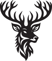 Reindeer head silhouette black vector