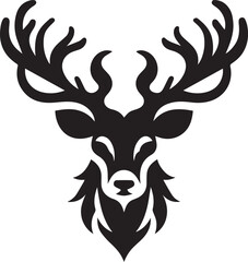 Fototapeta premium Reindeer head silhouette black vector