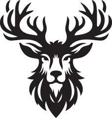 Fototapeta premium Reindeer head silhouette black vector