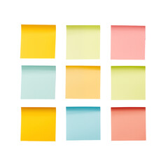 Colorful Sticky Notes Arranged In A Grid Pattern On A Transparent Background
