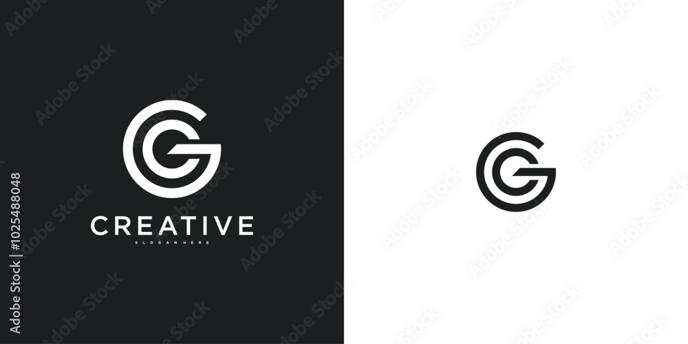 Poster Initial letter G logo with abstract lines and shapes. Premium Vector