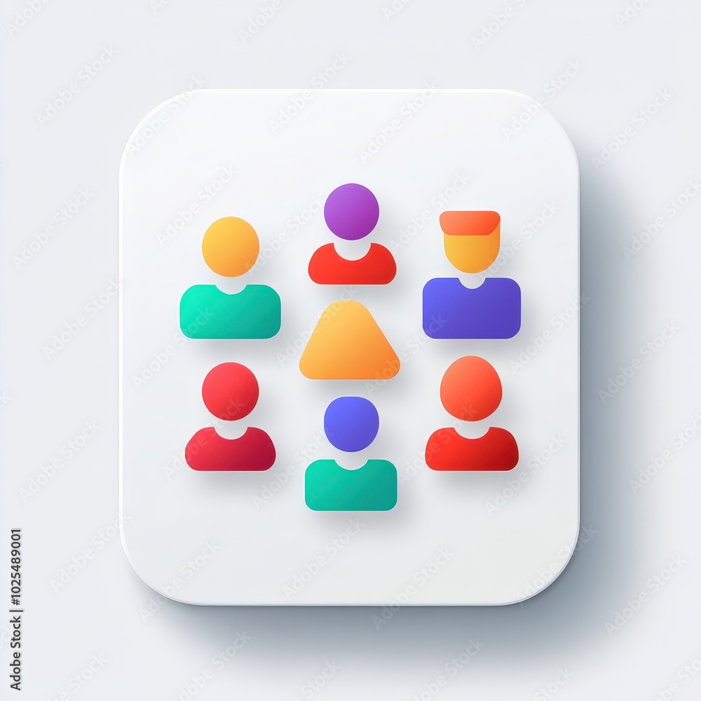 Wall mural colorful icons representing teamwork and collaboration on a white isolate background.