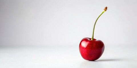 Minimalist red cherry on white background
