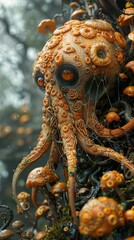 Fototapeta premium Surreal Mushroom Creature in a Forest