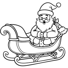 Silhouette of Santa Claus flying through the night sky in his sleigh