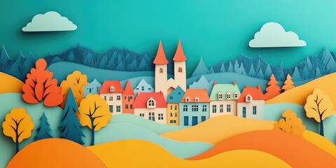 Aerial view of a historic town with charming architecture Ideal for travel themes and exploring cultural heritage