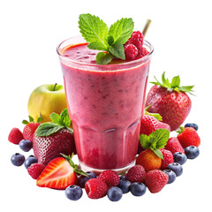 Fresh blueberry and strawberry smoothie isolated