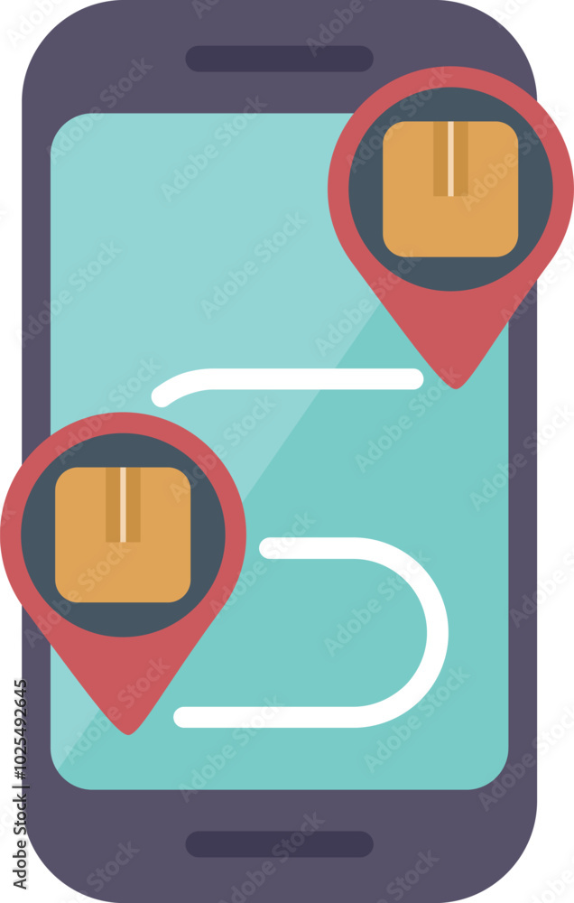 Poster smartphone is showing the location of a package with a pin pointer on a digital map, making it easy 