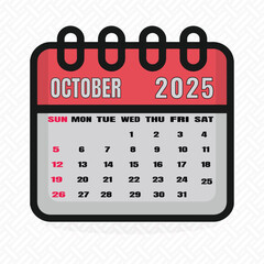 October 2025 Calendar Icon with Highlighted Dates

