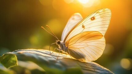 Fototapeta premium Beautiful Butterfly in Soft Sunset Light