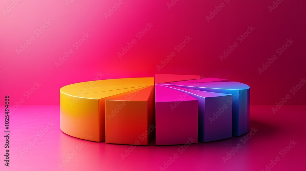 Poster a colorful pie chart representing data segments on a vibrant background.