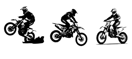 Obraz premium silhouettes of man riding on motocross vector design