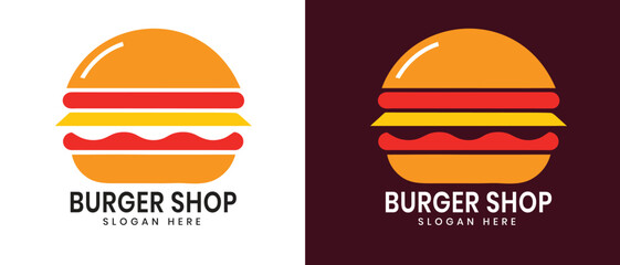 Vector burger shop logo template vector illustration of fast food logotype