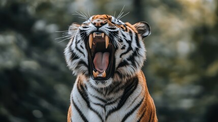 Fototapeta premium Majestic Tiger Roaring in Natural Habitat