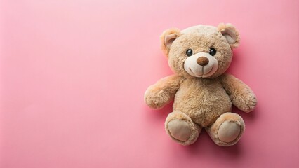 Obraz premium cute stuffed bear toy on pink background