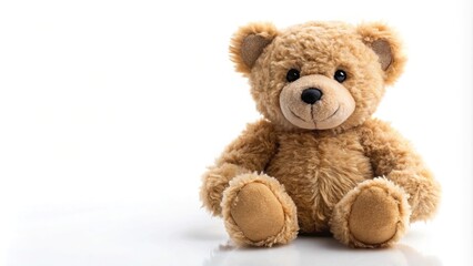 Obraz premium Cute teddy bear isolated on white background, worm's eye view