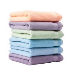 Stack Of Soft Pastel Colored Towels Folded Neatly Against Transparent Background