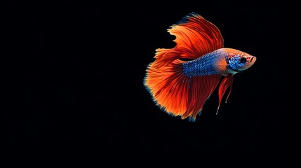 Obraz premium Red and Blue Siamese Fighting Fish on Black Background
