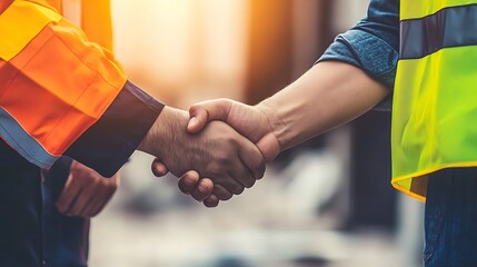 Construction Workers Shaking Hands