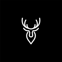 simple minimalist modern outline black and white deer head logo vector line art