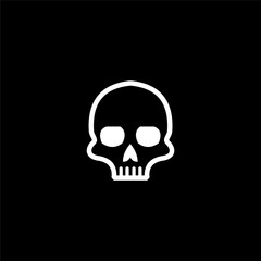 simple minimalist skull head logo vector, modern bold, bone black and white