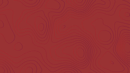 Abstract red background Topographic line map pattern. The red background contours topography stylized height of the lines map, Topography map concept or smooth origami paper cut.