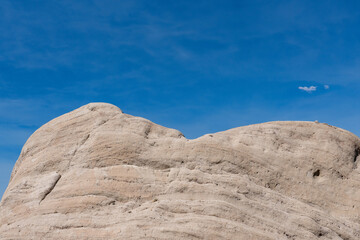 Cajon Valley Formation, Unit 2. Conglomerate and conglomeratic sandstone. Mormon Rocks, Phelan, San Bernardino County, California geology. Cajon Pass.  hogback or hog's back.  San Andreas Fault
