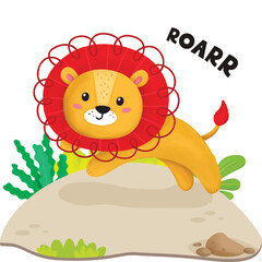 Funny lion Jump with background