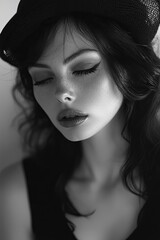 Elegant Retro Portrait of a Supermodel in Black and White