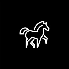 Horse linear simple minimalist bold black and white line horse logo