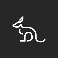 simple minimalist kangaroo logo shape mammal vector, modern outline, line art logo