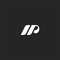 simple minimalist modern lettering N P, NP logo one line outline, line art logo type style