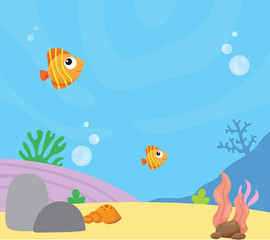Under Sea Background with Adorable Fish