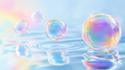 Set of realistic colorful soap bubbles on white background,Soap bubbles for vector illustrations,3d pink soap ball. Realistic rainbow water bubble,Pink soap bubbles float,copy space.