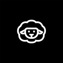simple minimalist sheep logo head vector, outline, line art, black and white