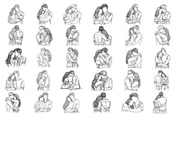 Bundle Line Art couple sharing a loving Illustration Hand Drawn Clipart
