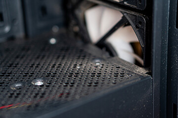Close-up of Computer Case with Cooling Fan