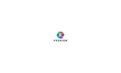 Hexagon shape letter f creative shape design logo 