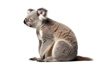 Obraz premium Side View Of A Koala Sitting Calmly On Transparent Background