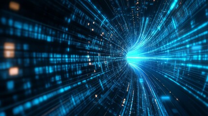 Digital data transfer graphic concept. Vibrant lights and depth.