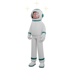 Male Space 3D Animation. A male astronaut stands under the stars. Astronaut