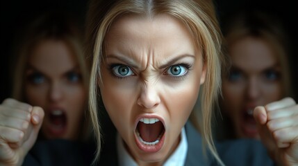 Indignant businesswomen expressing their outrage