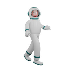 Professional 3D Male Astronaut. A male astronaut walks with a happy expression. Space Character