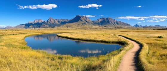Obraz premium Serene Landscape with Mountains and Reflective Water