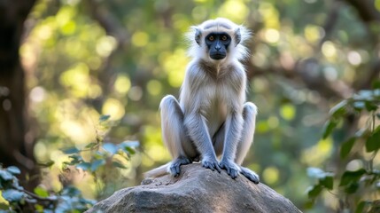 Obraz premium Indian langurs, including the Hanuman Langur, have long tails.