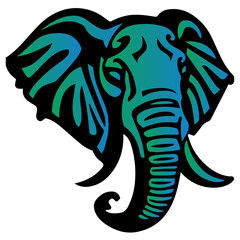 Minimalistic vector illustration of an Elephant with large tusk for logo and mascot symbols